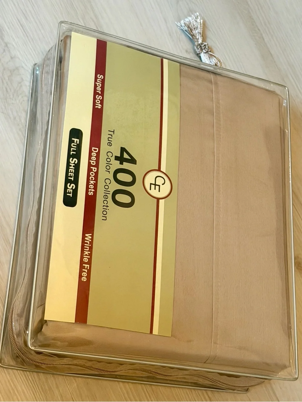 CE 400 Thread Count Full Sheet Set Taupe Brown Deep Pocket Wrinkle Free New